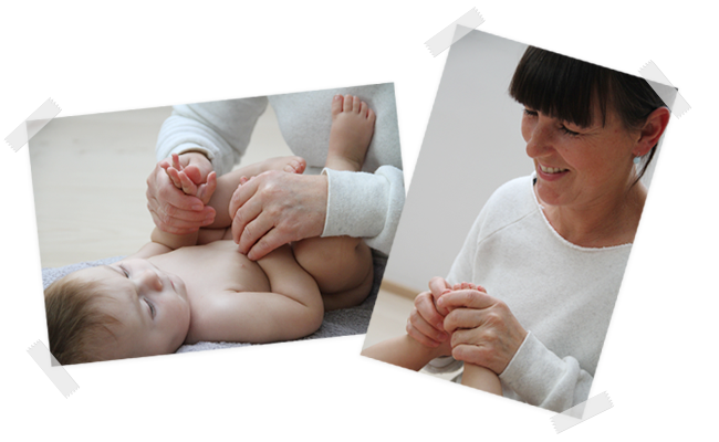 Regine Gerbsch-Neulinger bei einer Babymassage